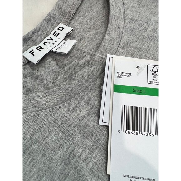 NWT Frayed Jeans Size L Sleeveless Distressed Tank Tee in Heather Grey MSRP $39 - Picture 6 of 11